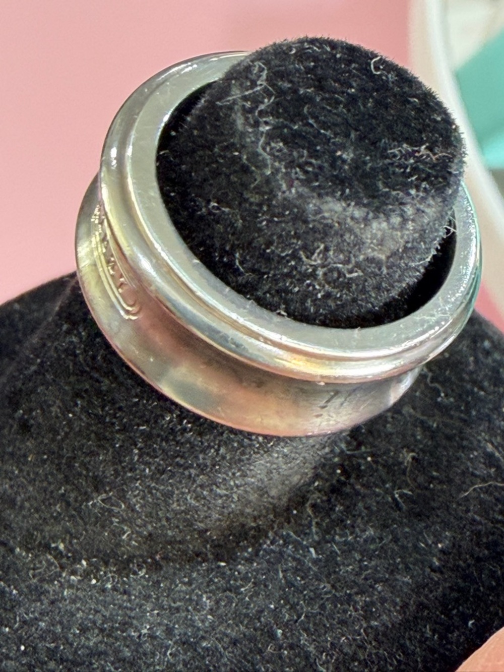 💍Tiffany & Co. 1837 Concave Vintage Sterling Silver 925 & Titanium Ring Sz 4.5 🎀 - Picture 14 of 15